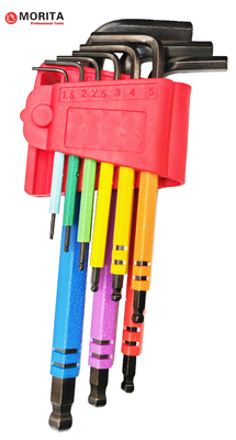 Многоцветный набор шестигранных ключей с шаровым наконечником, 9 шт., CR-V, стальные ромбовидные наконечники, дизайн позволяет получить доступ к винтам с головкой под торцевой ключ