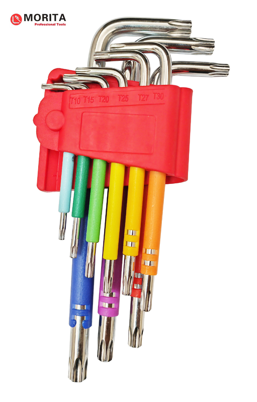 Многоцветный шестигранный ключ Torx, 9 шт., CR-V, сталь T10, T15, T20, T25, T27, T30, T40, T45, T50, обернутый цветным пластиком